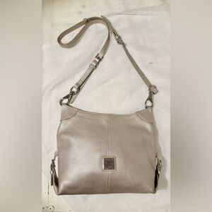 Dooney & Bourke Pebbled Leather Crossbody / Shoulder Bag – Metallic Taupe Red